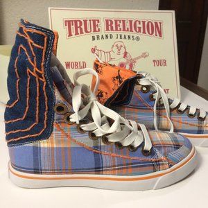 True Religion blue plaid sneakers